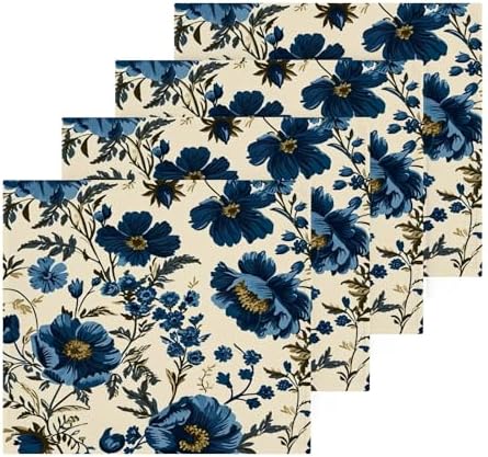 YETTASBIN Blue Flower Washcloths 2 Pack 1