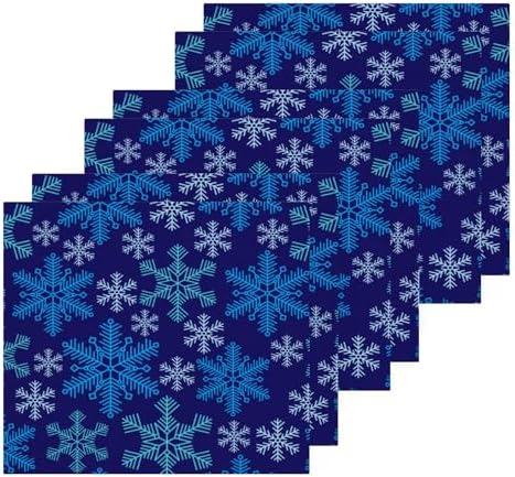 Blue Snowflake Washcloths Soft Cotton Face Towels - Reusable Washable 12x12