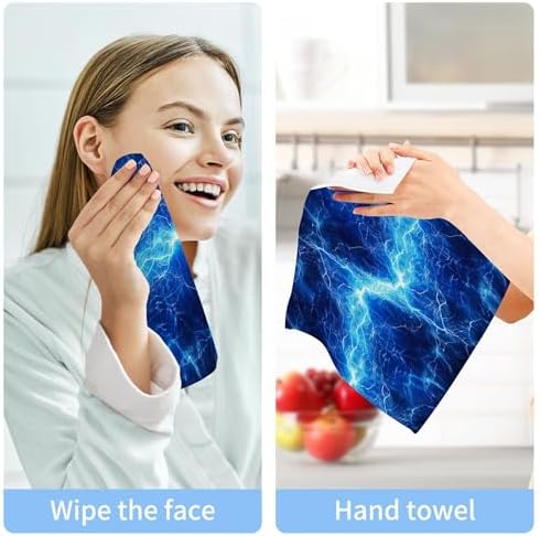 Fast-Drying 12x12 Inch Blue Lightning Washcloth Set