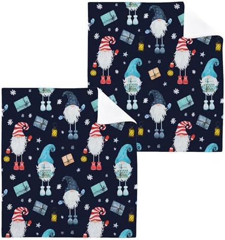 Xigua Christmas Gnome Washcloth Set - multi-purpose soft drying towels