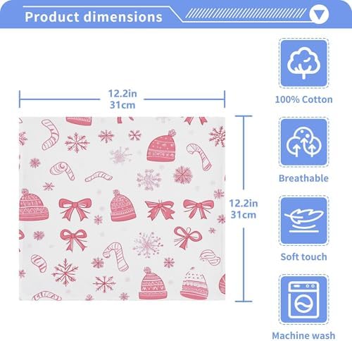 Xigua Christmas Bows Washcloths 12x12 Inch Set of 2