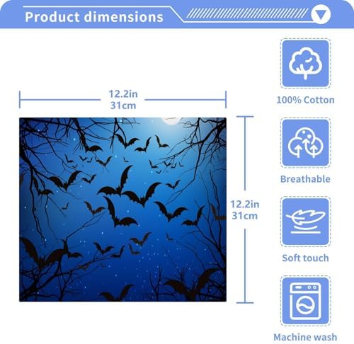 Halloween Bat Washcloth Set for Adults Soft Absorbent Reusable Washcloths