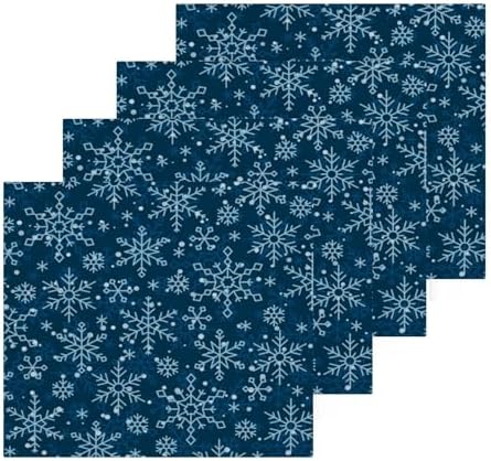 Blue Snowflake Washcloth 2-Pack Soft Absorbent Cotton Baby Face Towels