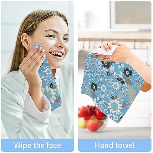 YETTASBIN Abstract Flowers Washcloths 2 Pack
