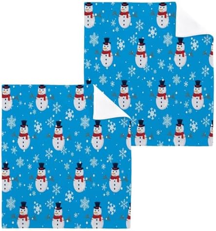 Christmas Snowman Washcloth Set - Soft Reusable Washable for Home Kitchen