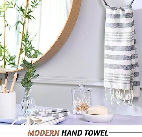 Folkulture Gray Hand Towels Set of 2 with Tassel