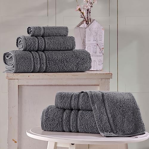 Hawmam Linen 6-Piece Grey Bath Towels