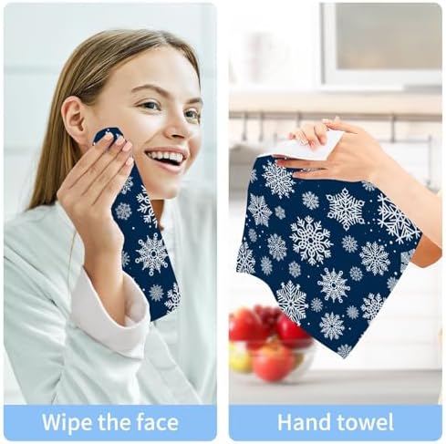 Clean Soft Blue Snowflakes Washcloth Set