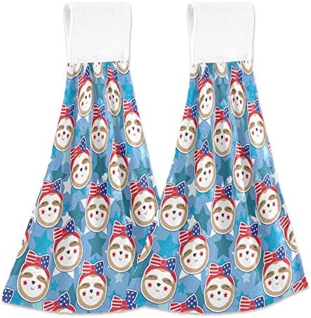 Patriotic Sloth Kitchen Towels