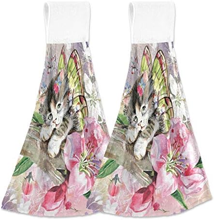 Cute Butterfly Cat Kitchen Hand Towels