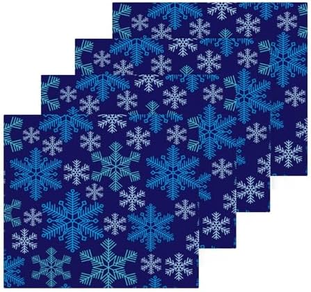 Blue Snowflake Washcloths Soft Cotton Face Towels - Reusable Washable 12x12