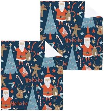 Xigua Christmas Santa Washcloth Set - Perfect for Bath Kitchen and Travel
