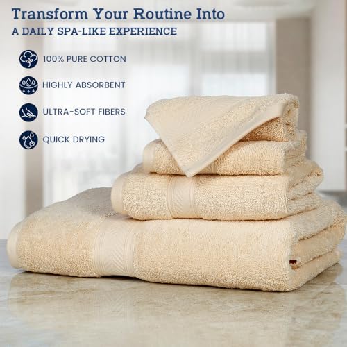 Luxury 4-Piece Bath Towels from Casa Lino Premium Cotton Soft Absorbent
