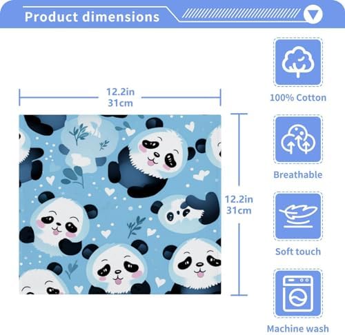 Cute Panda Washcloth 2-Piece Set for Babies Soft Reusable Washable