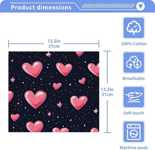 Xigua Hearts and Stars Washcloth Set