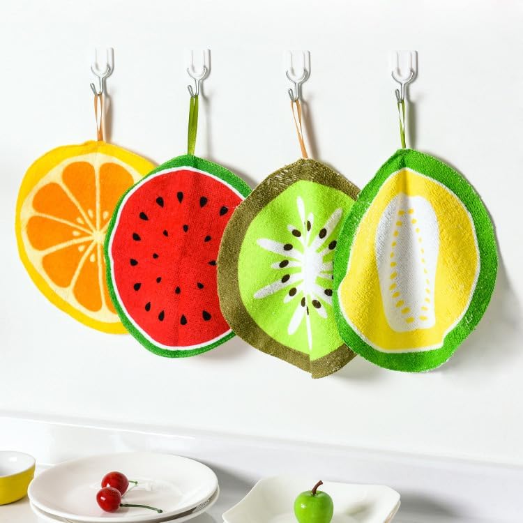 AKOAK Cartoon Fruit Pattern Hand Towels Pack of 4