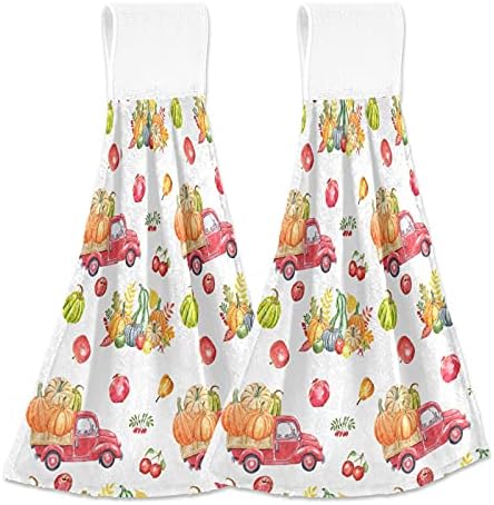 Fall Harvest Red Truck Hand Towels Set of 2
