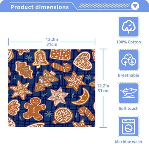 christmas gingerbread man washcloth set with 2-12 pieces