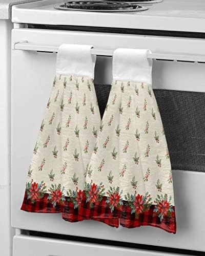 Chucoco Hanging Tie Towel 1-Piece kitchen hand towel Reusable Red Christmas
