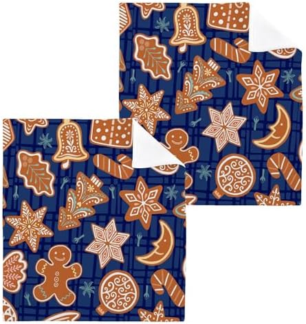 christmas gingerbread man washcloth set with 2-12 pieces