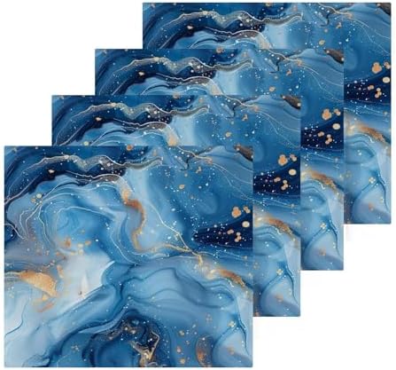 Bliss Blue Gold Marble Washcloths 2