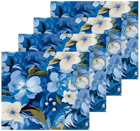 Blue Flower Washcloth Set Reusable Soft for Baby Daily Use