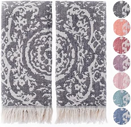 FeZe Turkish Hand Towels Set of 2 Anthracite Gray
