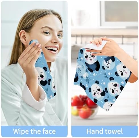Cute Panda Washcloth 2-Piece Set for Babies Soft Reusable Washable