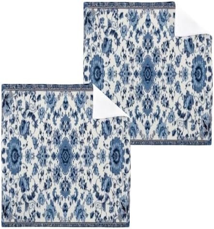 YETTASBIN Blue Texture Washcloths 2 Pack