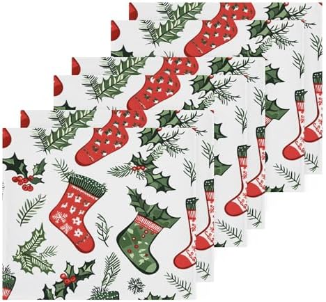 Xigua Christmas Socks Washcloths Set of 2 - 12x12 Inch
