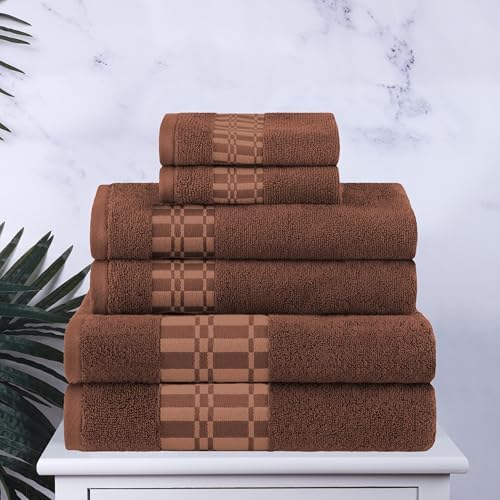 6-Piece Geometric Cotton Towels - Quick Dry Stylish