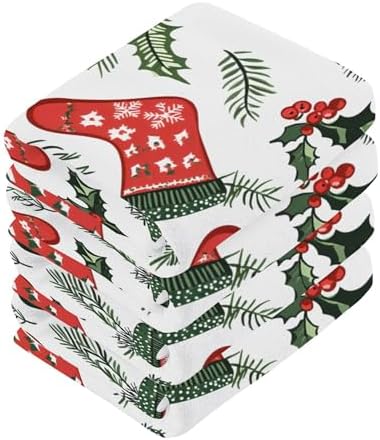 Xigua Christmas Socks Washcloths Set of 2 - 12x12 Inch