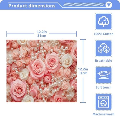 Xigua Roses and Pearls Washcloths Set of 2 1
