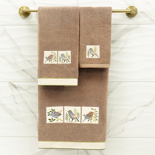 KESSLER-Turkish Cotton 2-Piece Fingertip Towel Set with Bird Motif