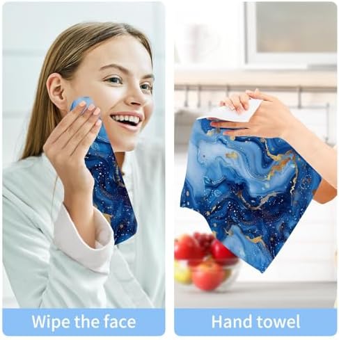 Blue Gold Marble Washcloths 2 Pack