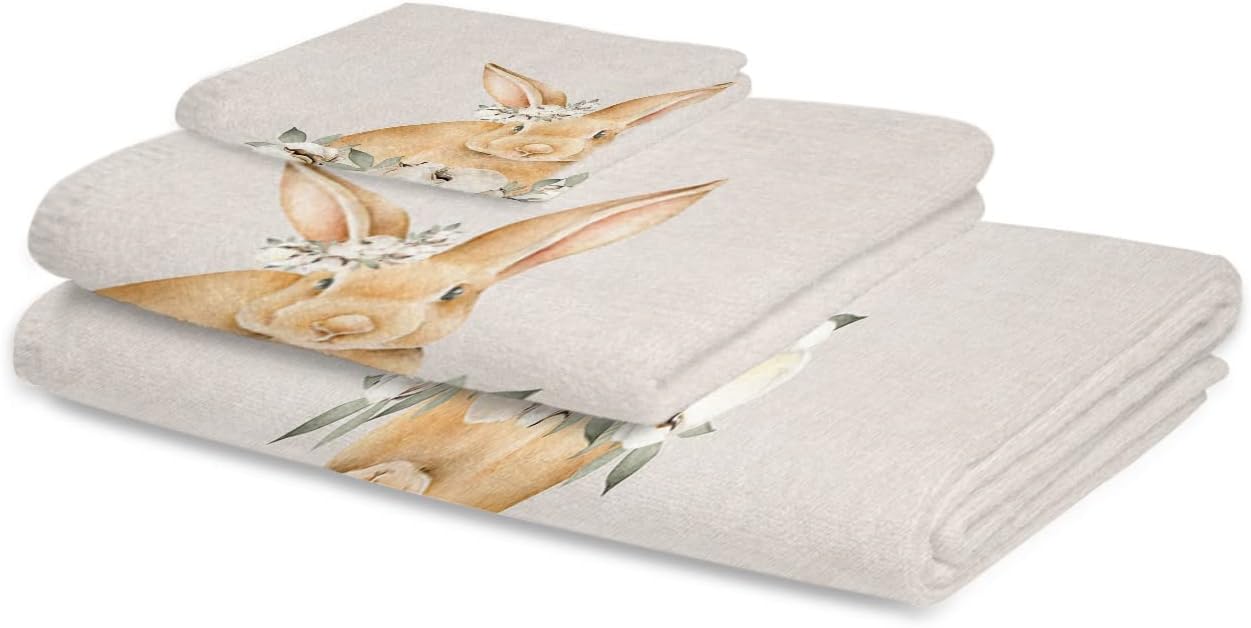 Easter Bunny 3-Piece Bath Towels Set for Home Travel Use