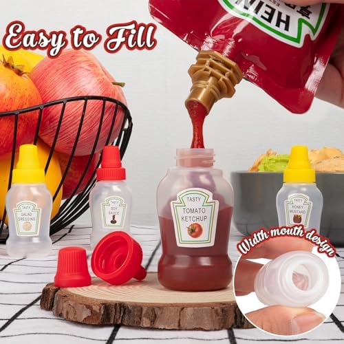 8x Mini Ketchup Bottle Set Compact Leak-Proof Perfect for Lunch