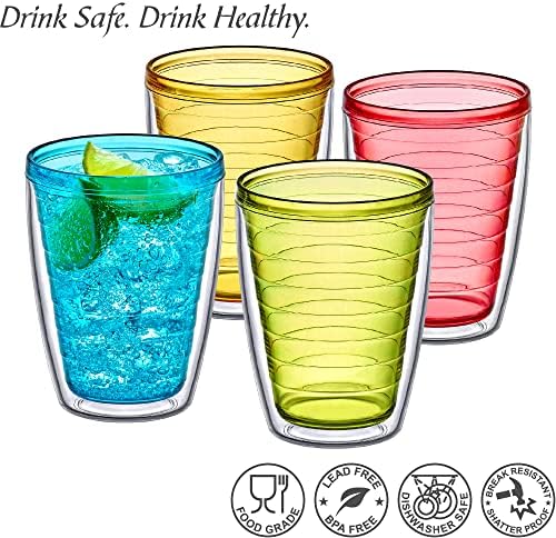 Perfect for Entertaining Gifting 16-Ounce Double-Wall Plastic Tumblers
