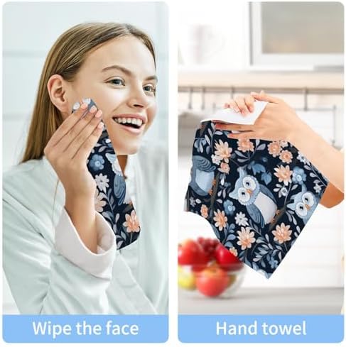 Yettasbin Owl Washcloth 2-Piece Reusable Face Towels