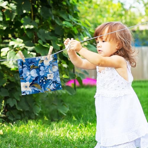 Blue Flower Washcloth Set Reusable Soft for Baby Daily Use