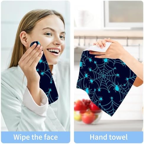 Halloween Spider Washcloths 2 Pack Soft Absorbent Cotton Face Towels