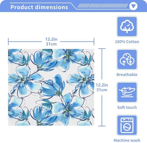 Blue Flower Washcloth - Soft Absorbent for Babies