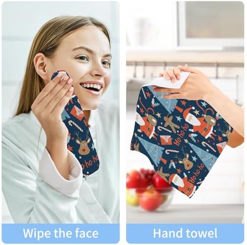 Xigua Christmas Santa Washcloth Set - Perfect for Bath Kitchen and Travel