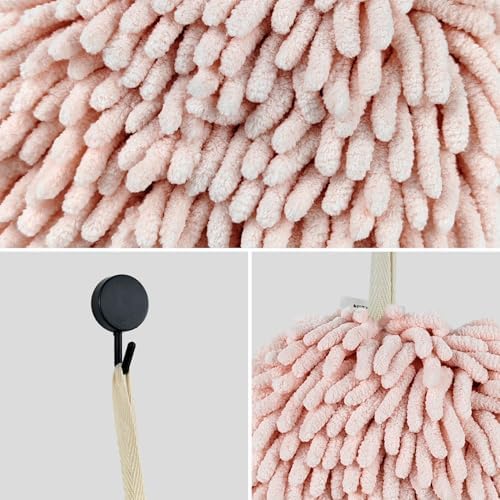 Chenille Fuzzy Ball Hand Towels for the Bathroom - Quick Dry Absorbent