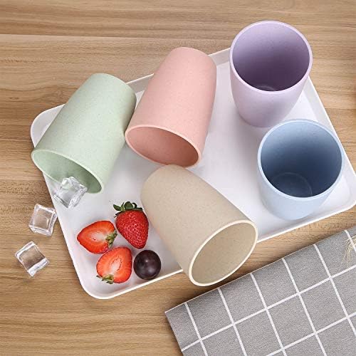 LuckyZone 12-Oz Wheat Straw Reusable Cup Set - Eco-Friendly BPA-Free Unbreakable