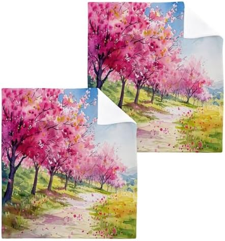 Xigua Peach Tree Washcloth Set 12x12 inch Fast Drying