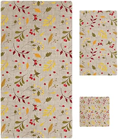 3-Piece Autumn Leaves and Berry Bath Towels Set