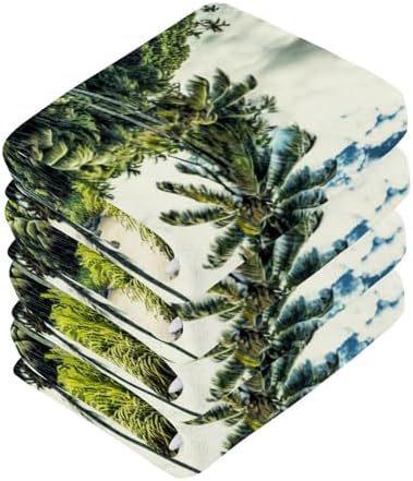 Stunning 4-Piece Washcloth Set Tiki Print Soft Absorbent