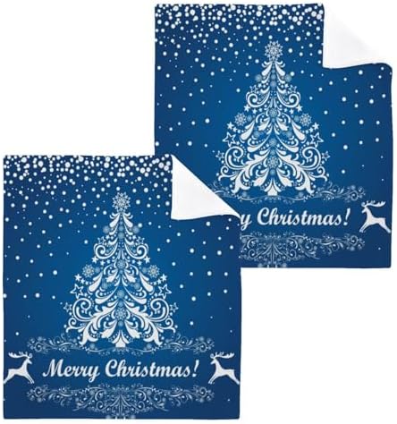 Merry Christmas Blue Washcloth Set 2-Pack for Babies
