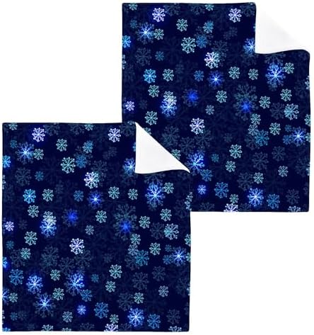 Xigua Christmas Snowflake Washcloths Set of 2 12x12 Inch
